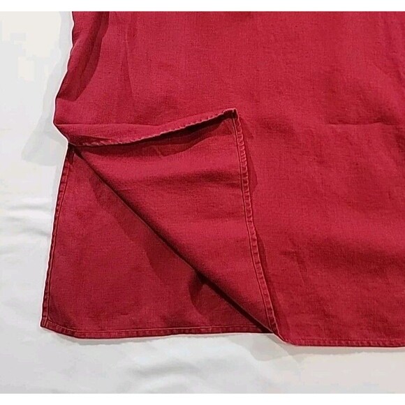 Lauren Ralph Lauren Henley Tunic Top 100% Linen Red Fabric Buttons Size Medium - Picture 6 of 14